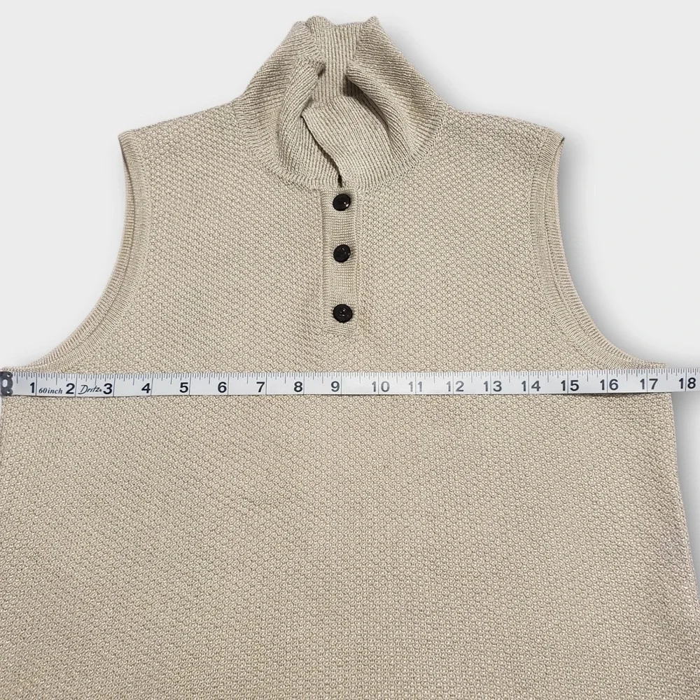 St John Collection Marie Gray Knit Sleeveless Polo Sweater Gold Metallic Size 4